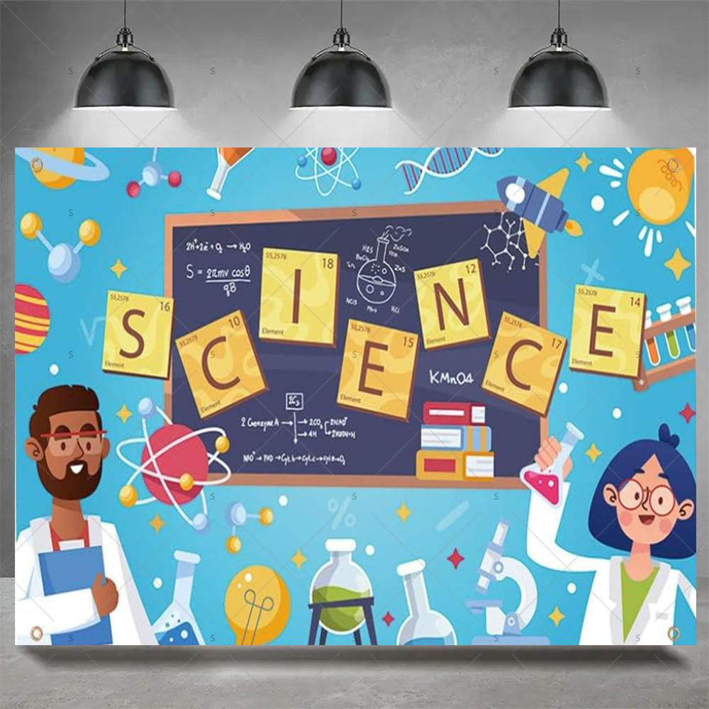 Crazy Science Fun Theme Party Decoration Background, Scientist Boys and Girls Birthday Party Decoration Photography Background