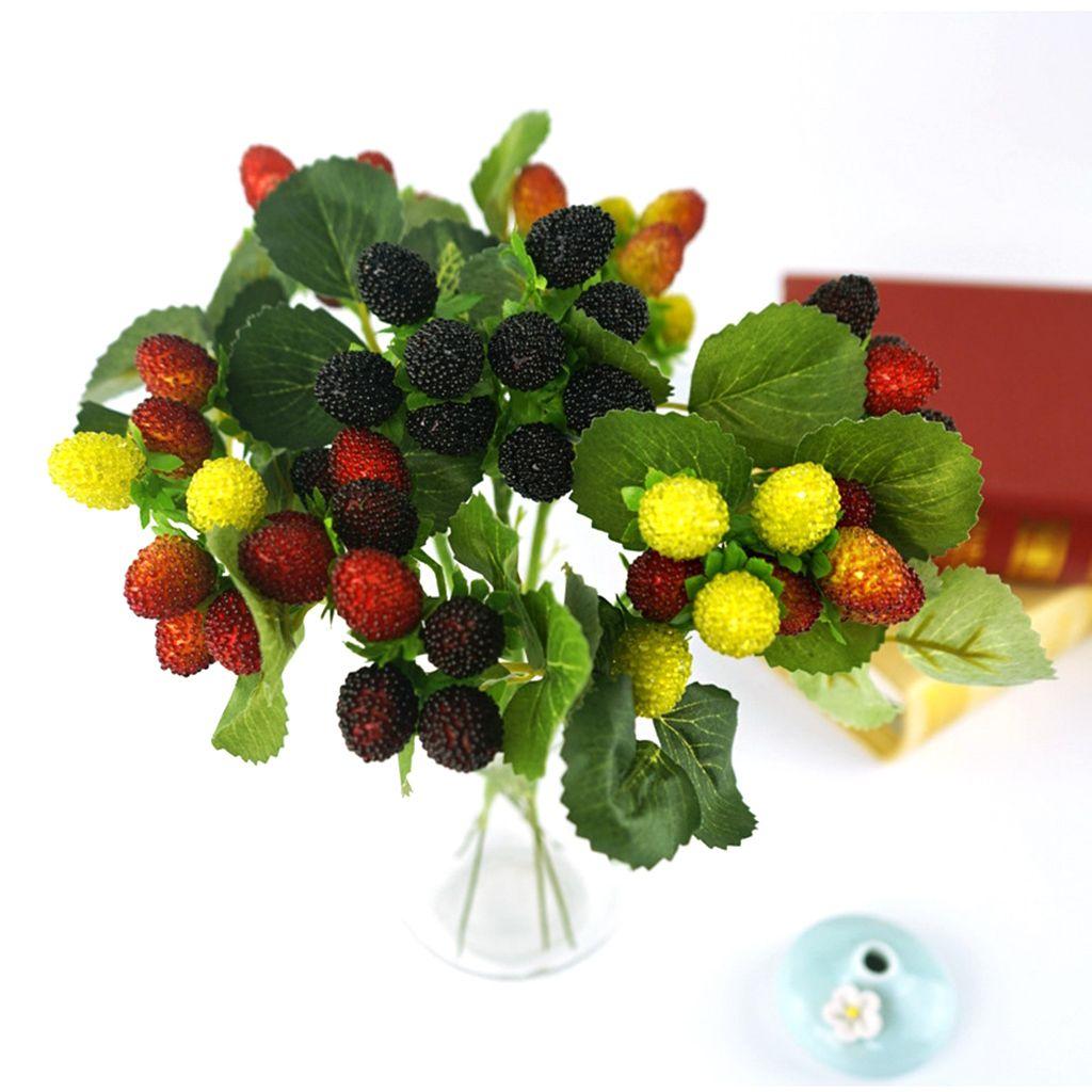 DIY Accessories Bright Color Realistic PVC Mulberry Branch Model Artificial Raspberry Fake Fruit Photography Props