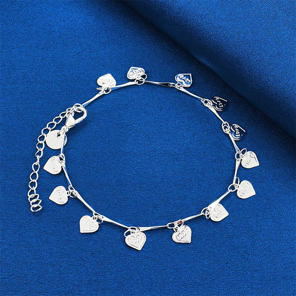 Charm 925 sterling silver 8-inch exquisite heart-shaped bracelet for women's fashion parties, wedding gifts and accessories