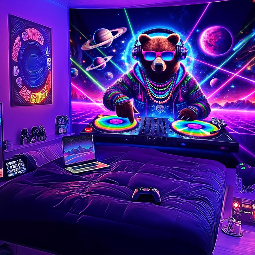 NYZE Astronaut Space Tapestry for Bedroom, Glow In the Dark Room Decor Wall Tapestries, Cool Galaxy Planet Wall Hanging, Wall Ha