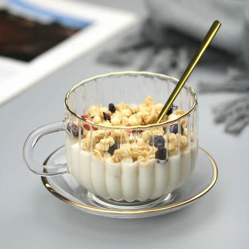 Элегантный набор из 2 тыквенных чашек для завтрака с золотой каймой