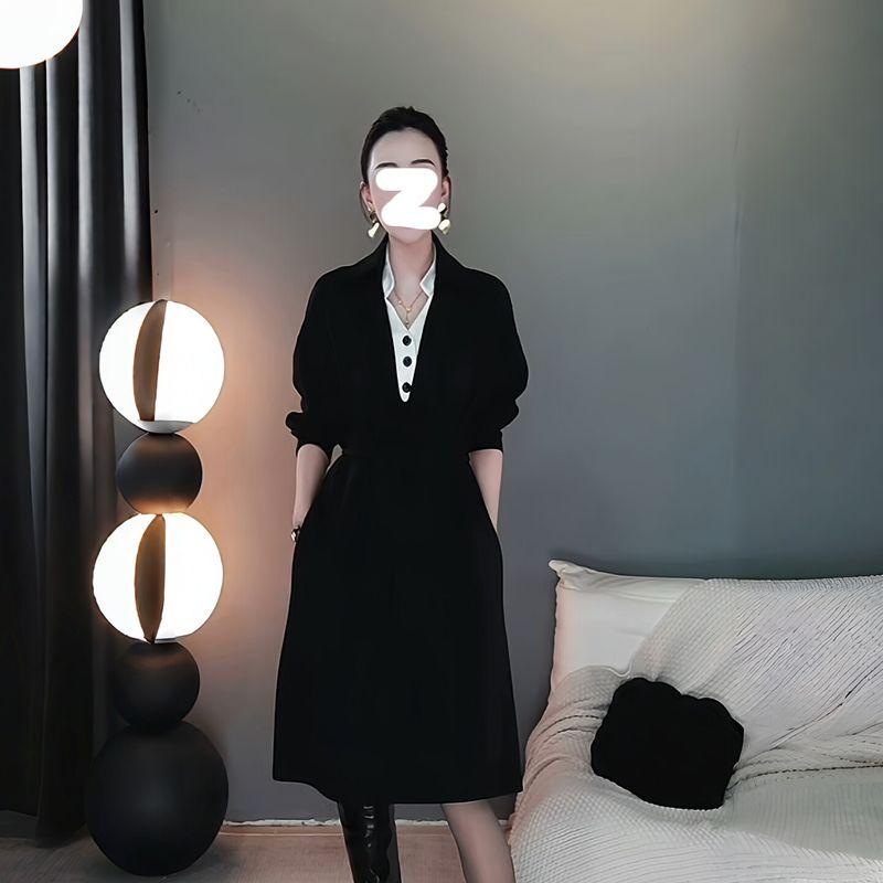 

Plus-Size Women s Spring New Style Simple Casual Two-Piece Loose Slimming Versatile Fashion Dress Black M