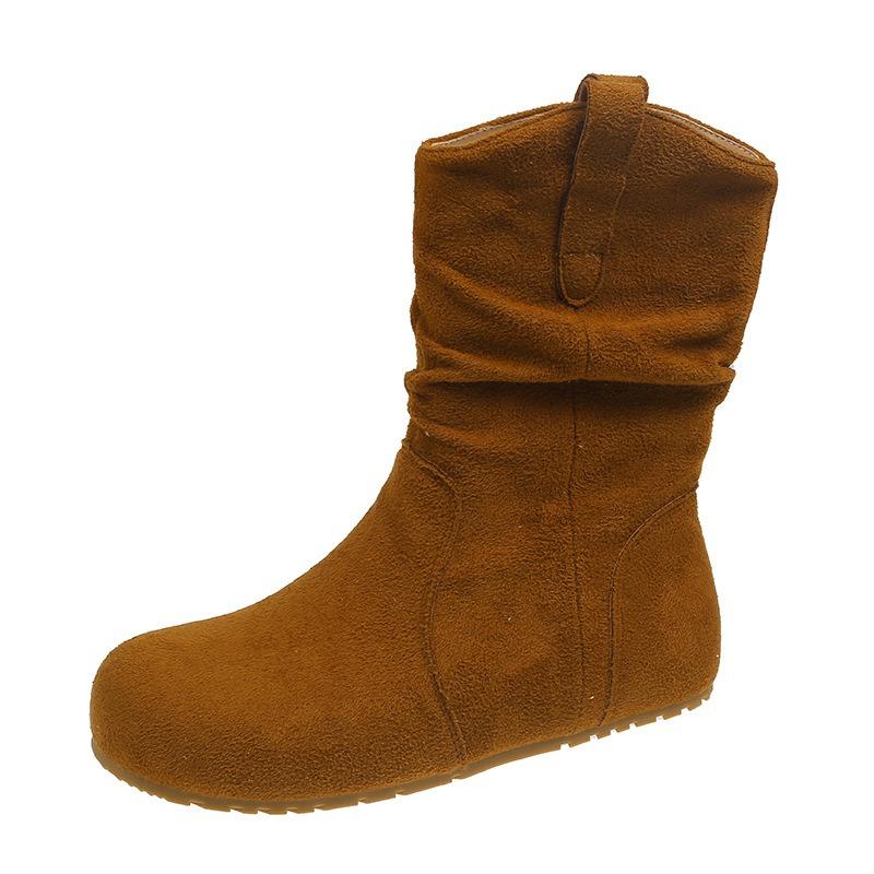 Fashion versatile retro stacking boots ankle boots Martin boots women's autumn and winter solid color new small short boots