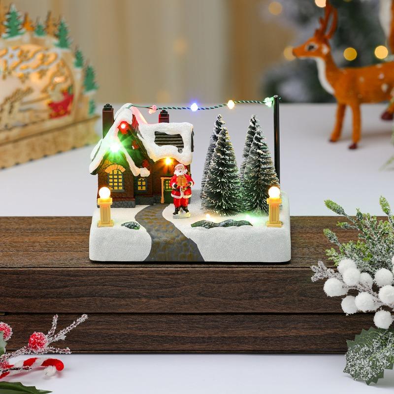 New Resin Luminous Music Box Ornament, Music Box, Christmas Decoration, Christmas Gift, Snow Scene Display