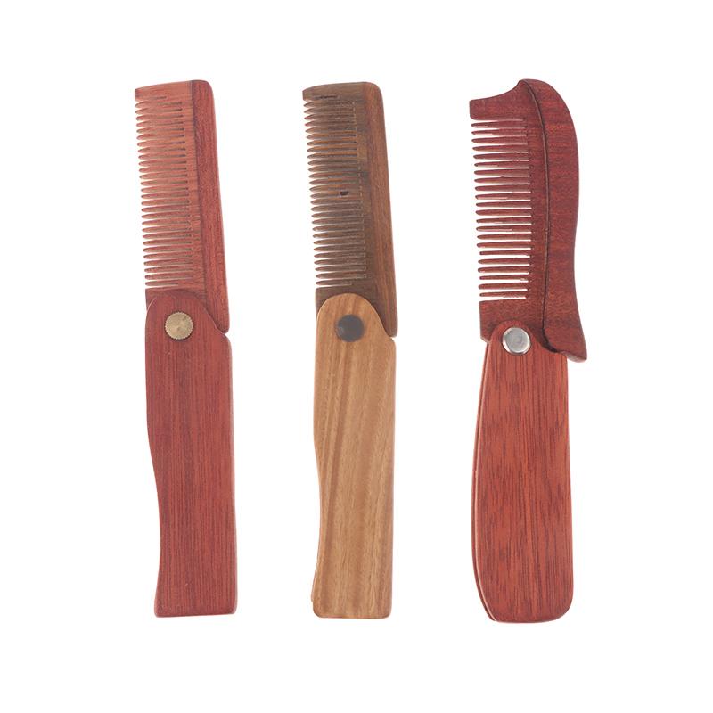 Herren Taschenkamm Klappbarer Holzkamm Bartkamm Sandelholz Haarkämme für Männer Perfekt zur Anwendung mit Bartbalsam