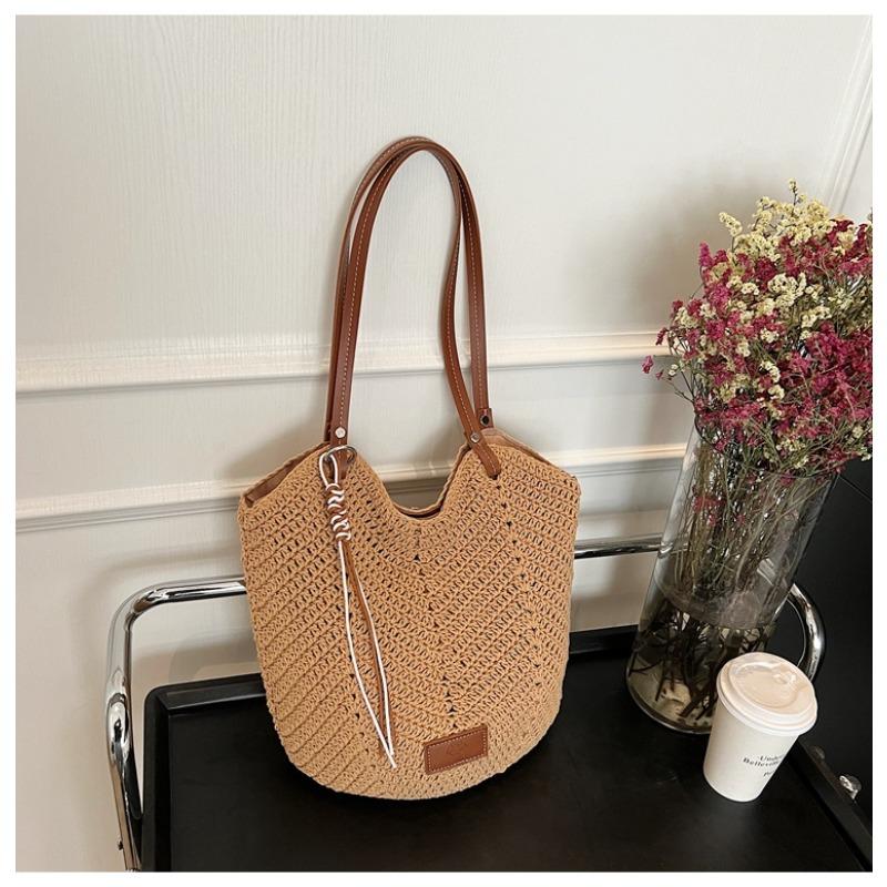

Niche portable woven tote bag women s new summer casual rope weaving holiday style trend shoulder bag хаки