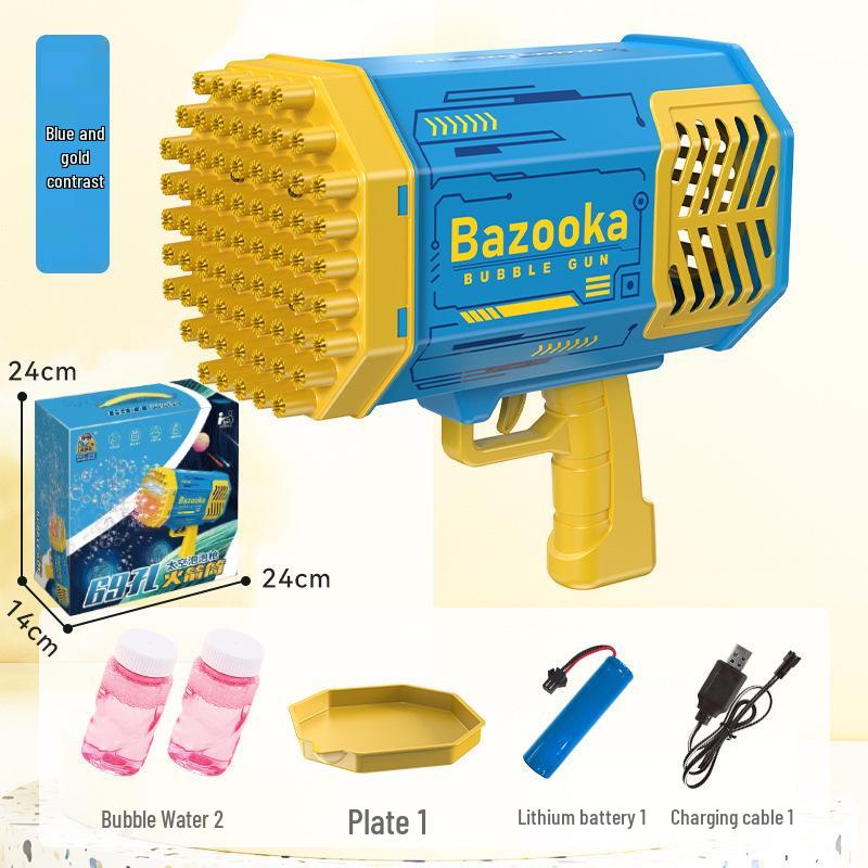 Rechargeable Gatling Bubble Gun for Kids - 69-Hole Bubble Bazooka Toy