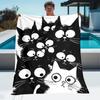 1pc Ultra-Soft Lightweight Flannel Blanket with Playful Black & White Cat Design - Cozy Warm All-Season Throw for Camping, Trave