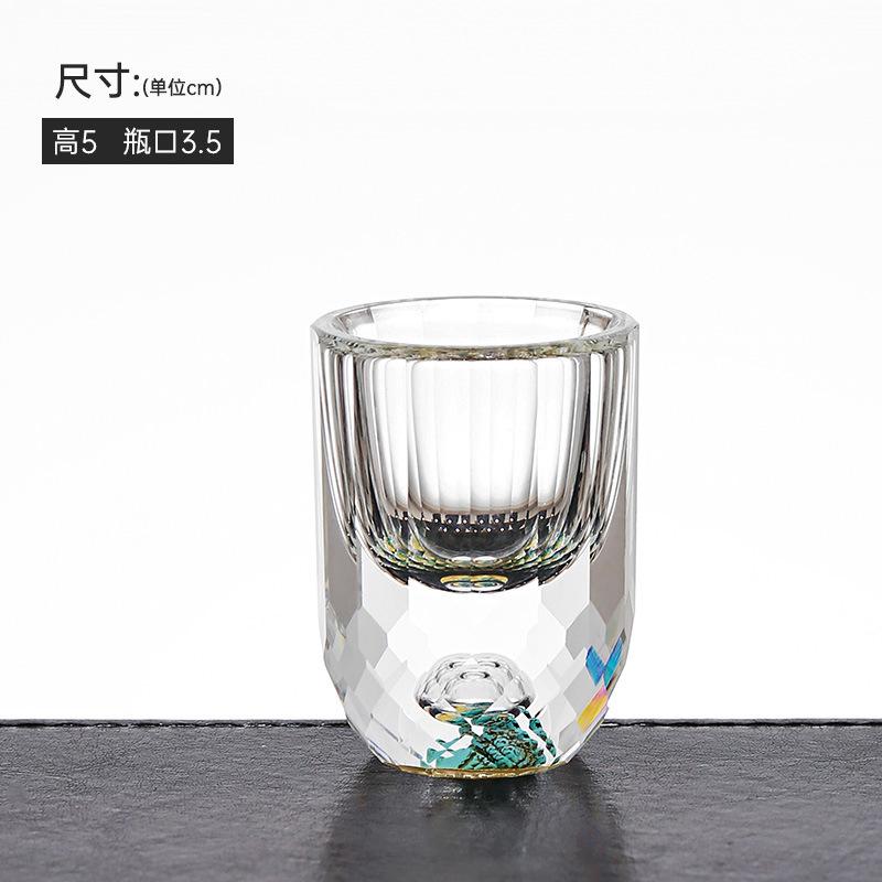 Creative Crystal Baijiu Cup High-Grade Jinshan Cup Gold Foil Baijiu Cup Household One-Bite Cup Set Wine Set Gift Box Packaging