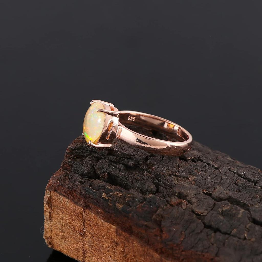 Ethiopian Opal Ring, Solid 925 Silver Ring, Fashion Ring, Designer Ring, Handmade Ring, Boho Ring, Unique Ring, Rose Gold Ring