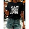 T-shirt Esthétique pour Femme CLARO QUE HABLO CONMIGO MISMO Impression Lettres Espagnoles Quotidien Été Manches Courtes