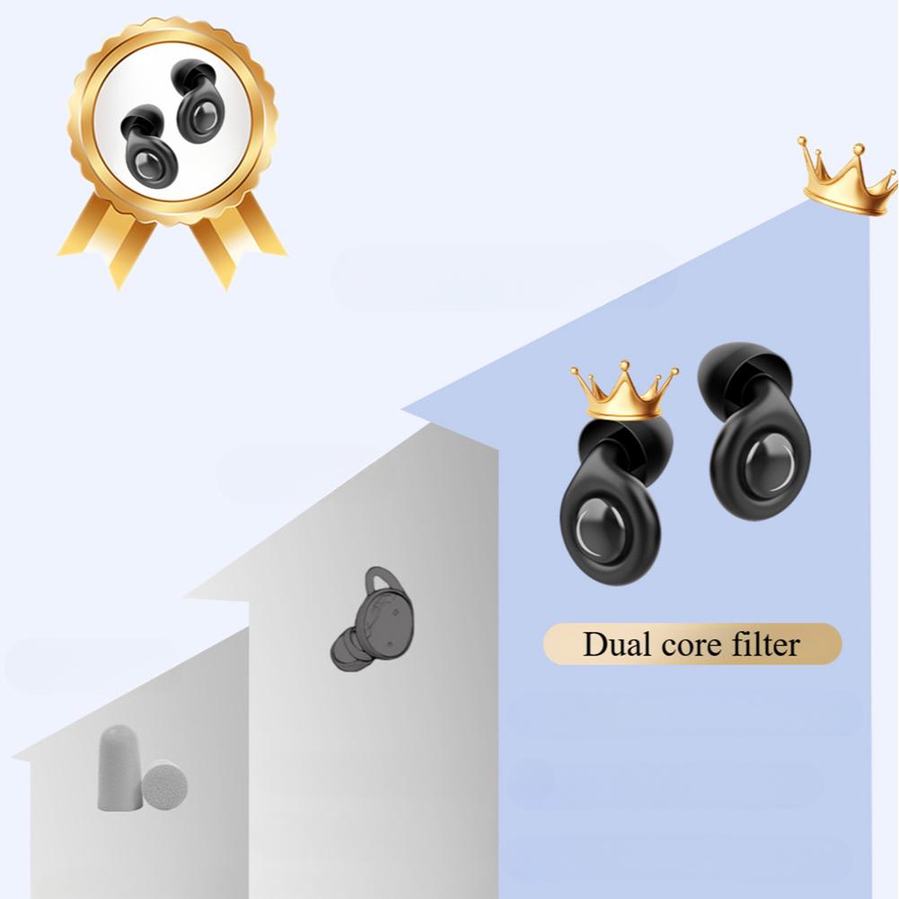 Reusable Silicone Snore Blocker Ear Plug with 10 Ear Tips in XS/S/M/L Anti-Noise Motorcycle Earplugs for Sleep Deep Focus Travel