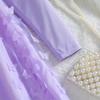 Girl's Fashionable Purple Princess Net-sheath Dress, Children's Bow-shaped Princess Dress