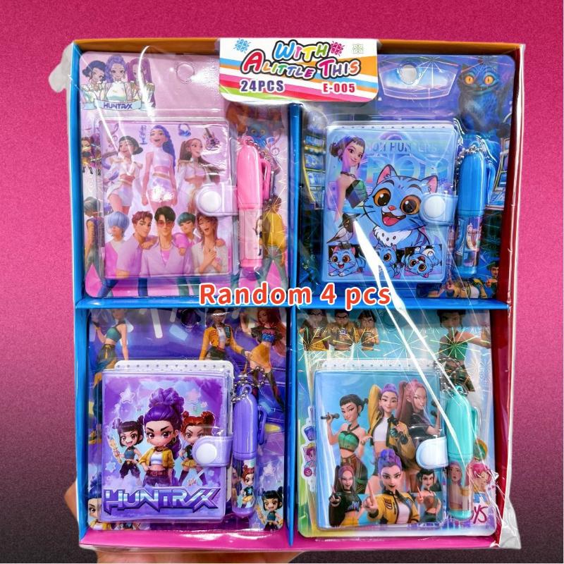 1/4 Zestaw Kpop Demon Hunter Notatnik Długopis Kulkowy Przenośny Kieszonkowy Wysoka Estetyka Kreskówkowy Zestaw Artykułów Papierniczych Prezenty Urodzinowe dla Dziewczyny