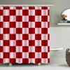 Red White Checkered Shower Curtain Bath Decor for Bathroom Accessories Polyester Fabric with Plastic Rings Hooks (180x240cm)