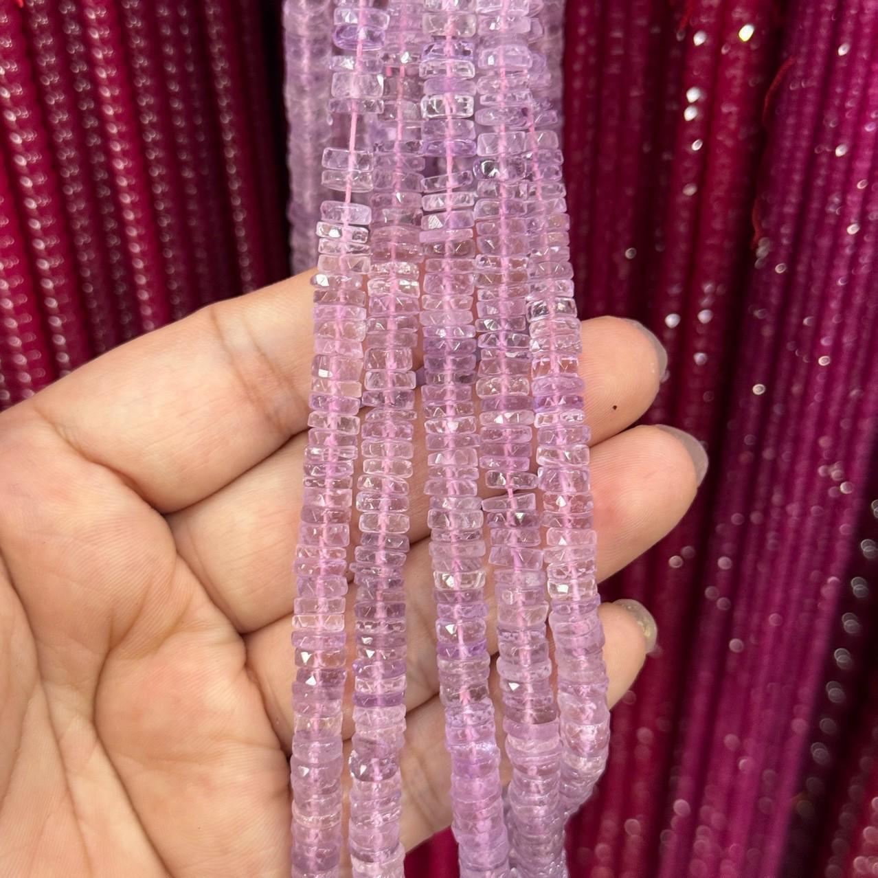 Натуральный лавандовый аметист, бусины огранки хейши 6 мм, полуфабрикат, 40 см