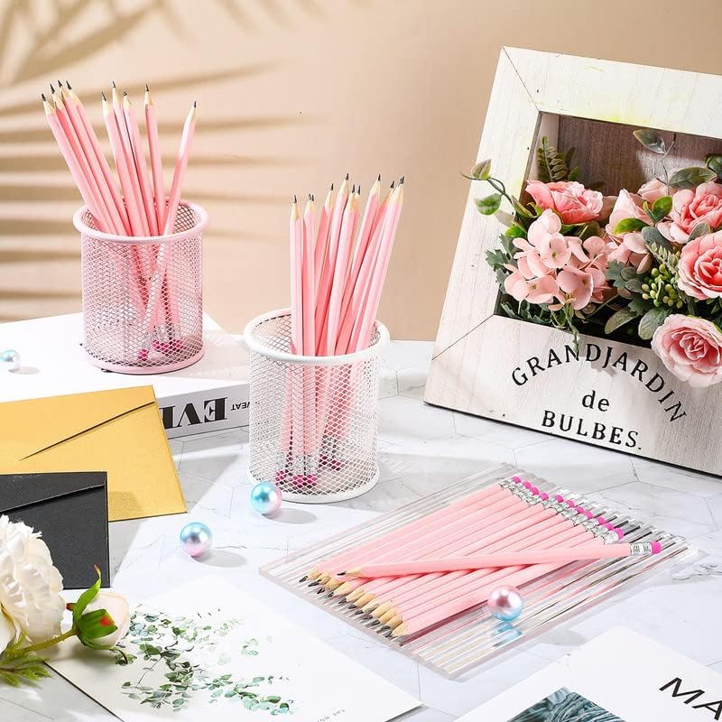 Tinlade 50 Pcs Triangular Grip Pencils Wood Wedding Pencils HB Graphite Pencil Pack Eraser for Baby Shower Drawing Sketching Bridal Shower Office