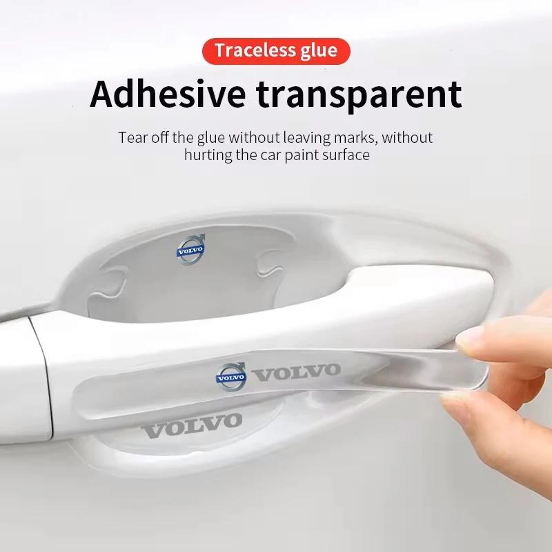 4Pcs Volvo Car Door Handle & Bowl Anti-scratch Sticker Anti-collision Protector Strip For XC40 XC60 XC90 S60 S90 Auto Accessory