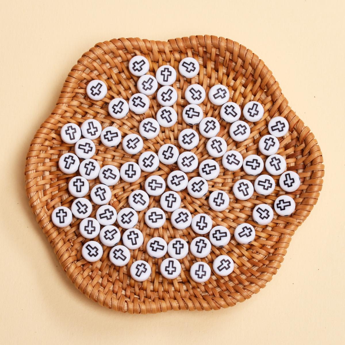 

80 шт. 7 мм цветные акриловые круглые свободные бусины интервальные бусины крестообразные бусины для DIY ювелирных изделий ожерелье браслет серьги процесс производства