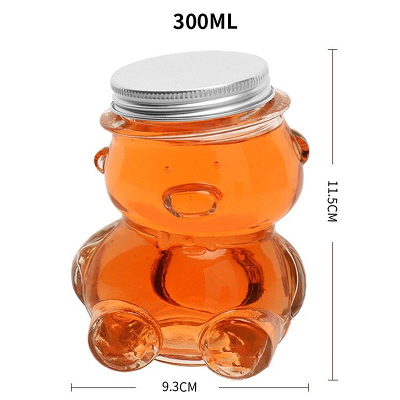 Tilted Bear Glass Bottle For Coffee Concentrate Milk Juice Leakproof Bottle With Lid Mason Jar Portable Empty Jar