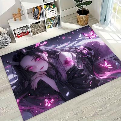 Anime Demon S-Slayer Kamado Nezuko Tanjirou Kreslený koberec pro ložnici, obývací pokoj, pohovku, domácí rohožku, dekor, dětská protiskluzová podložka na podlahu