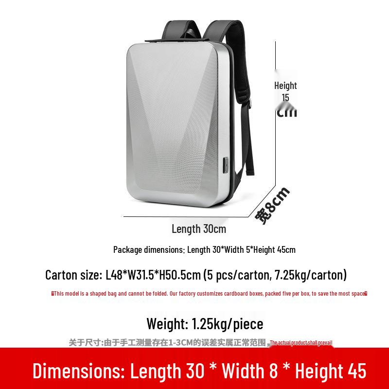 Men's Trendy Waterproof Business Travel Backpack with ABS Hard Shell