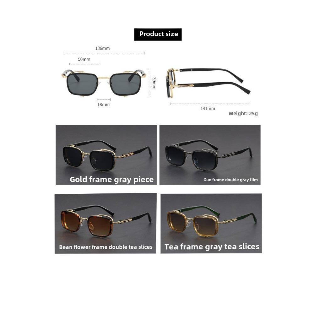 1 Piece Double Frame Square Metal Frame Fashion Glasses With Spring Temples For Men And Women Party Vacation Travel Driving Fish