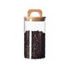 Vacuum Sealed Clear Glass Dry Foods Canister Sealing Lid and Wood Handle Canister for Snacks and Ingredients