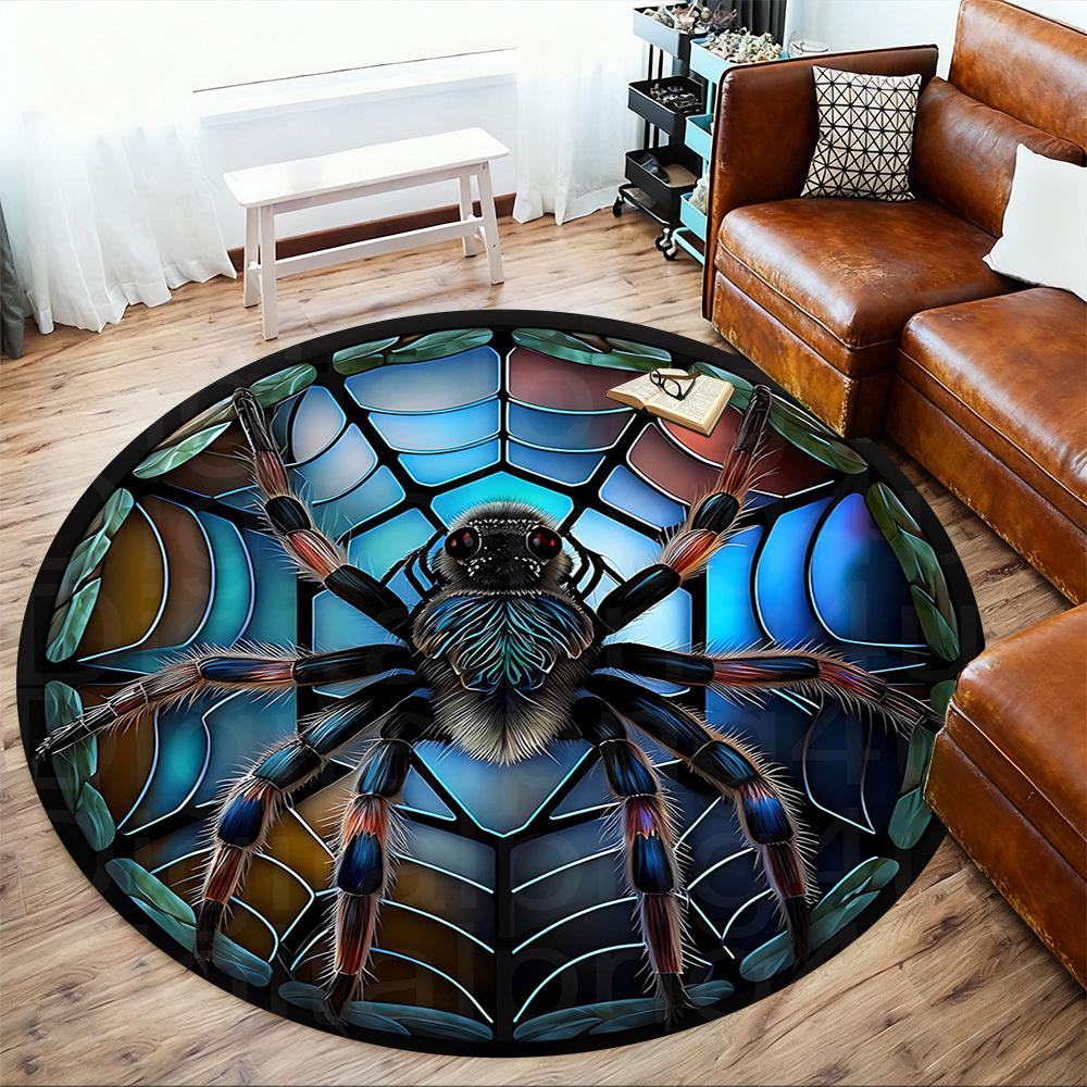 1pc Spider Web Round Chair mat Area Rug - Non-Slip, Floor Mat for Office, Bedroom, and Indoor Decor -1002234