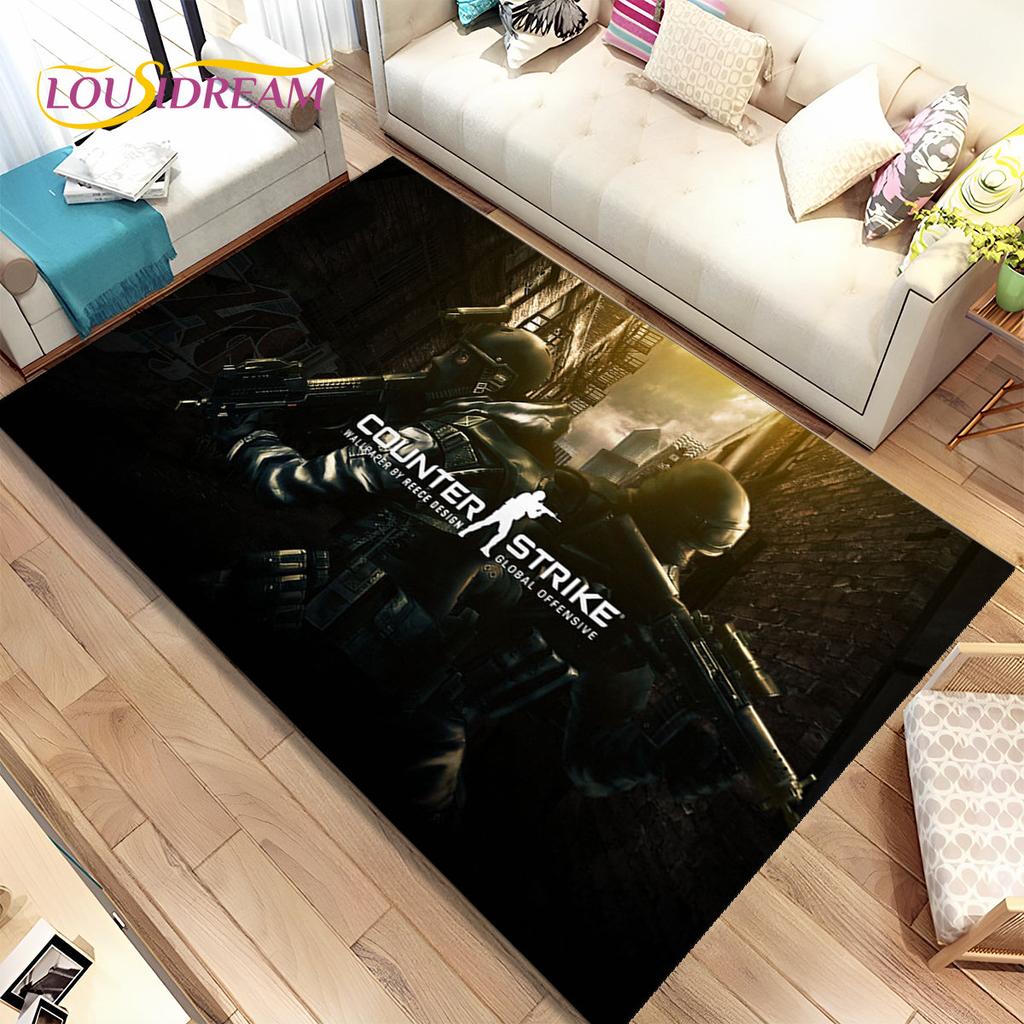 CS GO,Game Gamer,Counter Strike Area Rug,Carpet Rug for Home Living Room Children Bedroom Sofa Doormat Decor,Non-slip Floor Mat