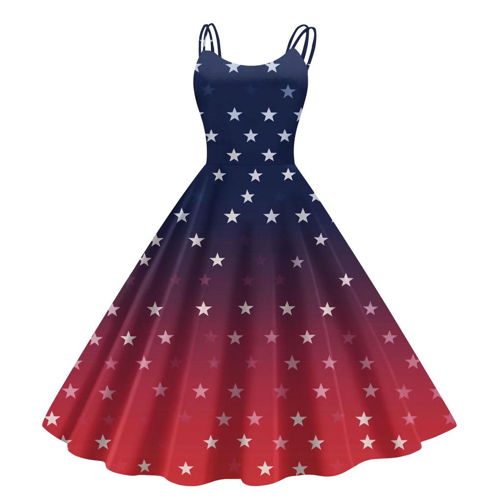 Independence Day Printed Women's Casual Sexy Strapless Punk Vintage Dresses