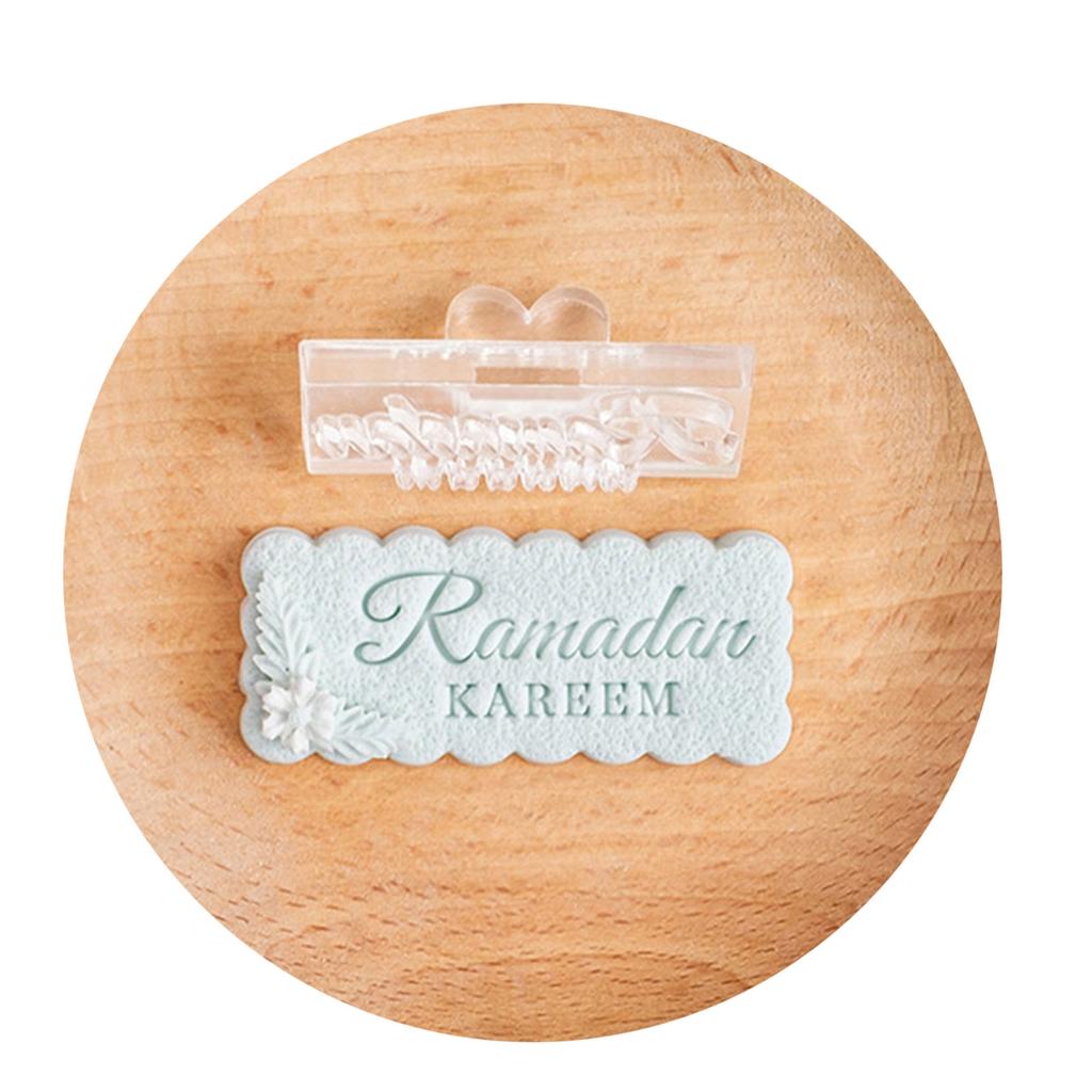 Eid Mubarak Biscuit Mold Ramadans Cookie Cutters Stamp Heat Resistant Acrylic Baking Cake Tool Kitchen Accessories