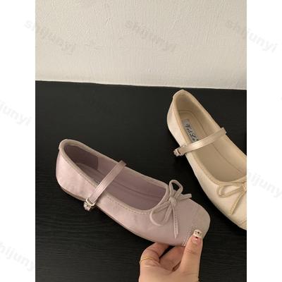 Modische Schleifen-Mary Janes Damenschuhe Höhenerhöhend 2025 Frühling Neu Schnallenriemen Ballett-Tanzschuhe Runde Zehen Komfortable Ballerinas