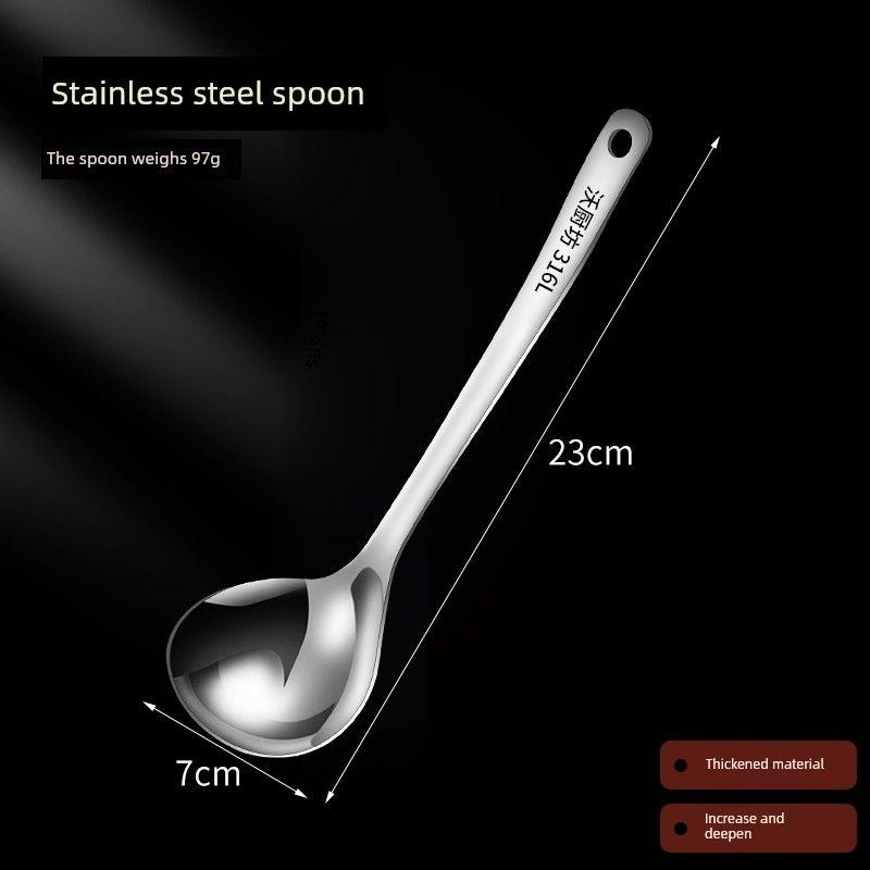 

German 316L Stainless Steel Spoon, Deepened and Thickened Large Spoon, Household Long-Handled Soup Spoon for Serving Soup, Porridge, and Rice Mange 316 Tablespoons