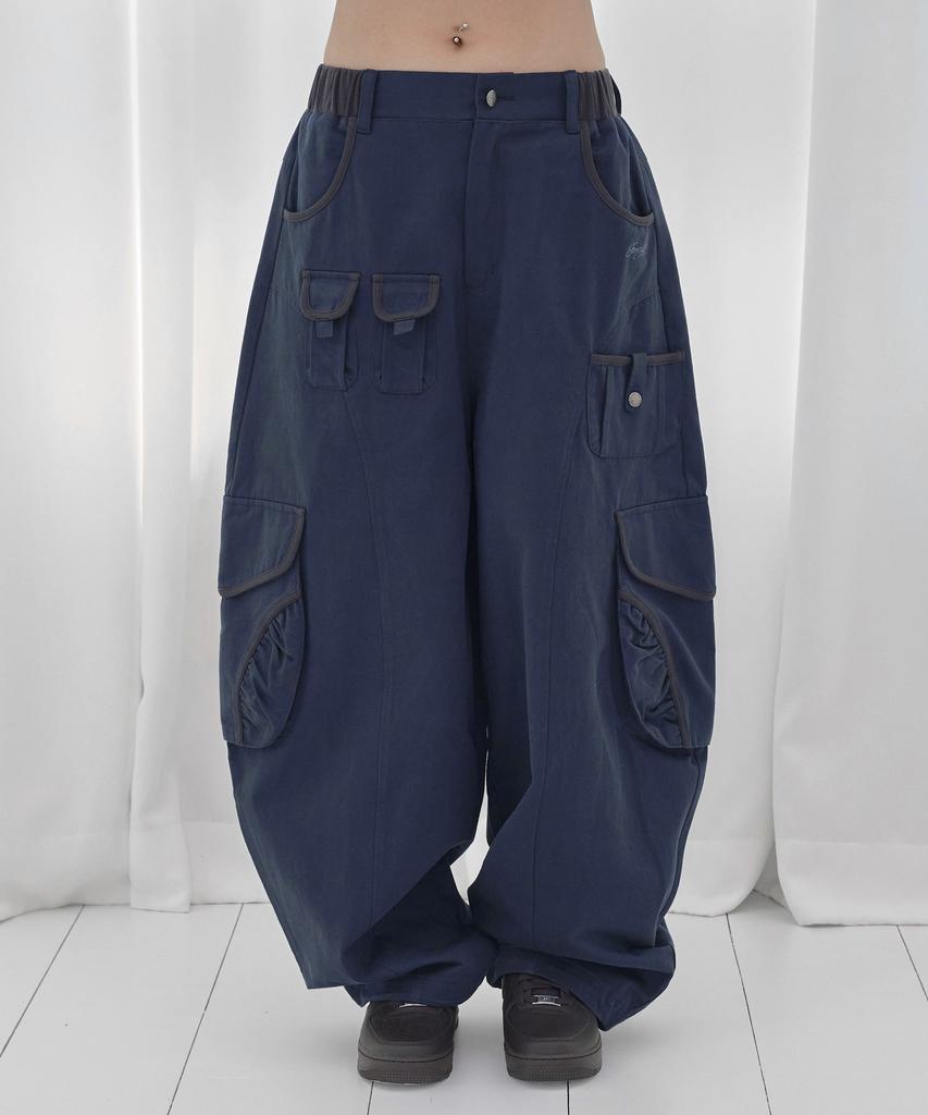 FANCY CLUB Cargo Work Balloon Pants (Navy) F26Qd153