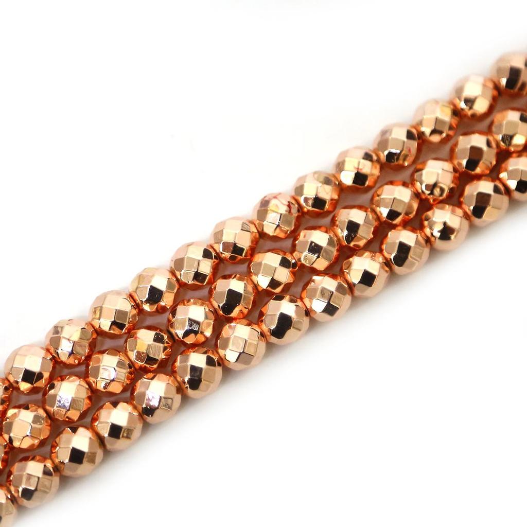 Gold Silvers Faceted Round Black Hematite Natural Stone 4/6/8/10mm Spacer Loose Beads For Jewelry Making