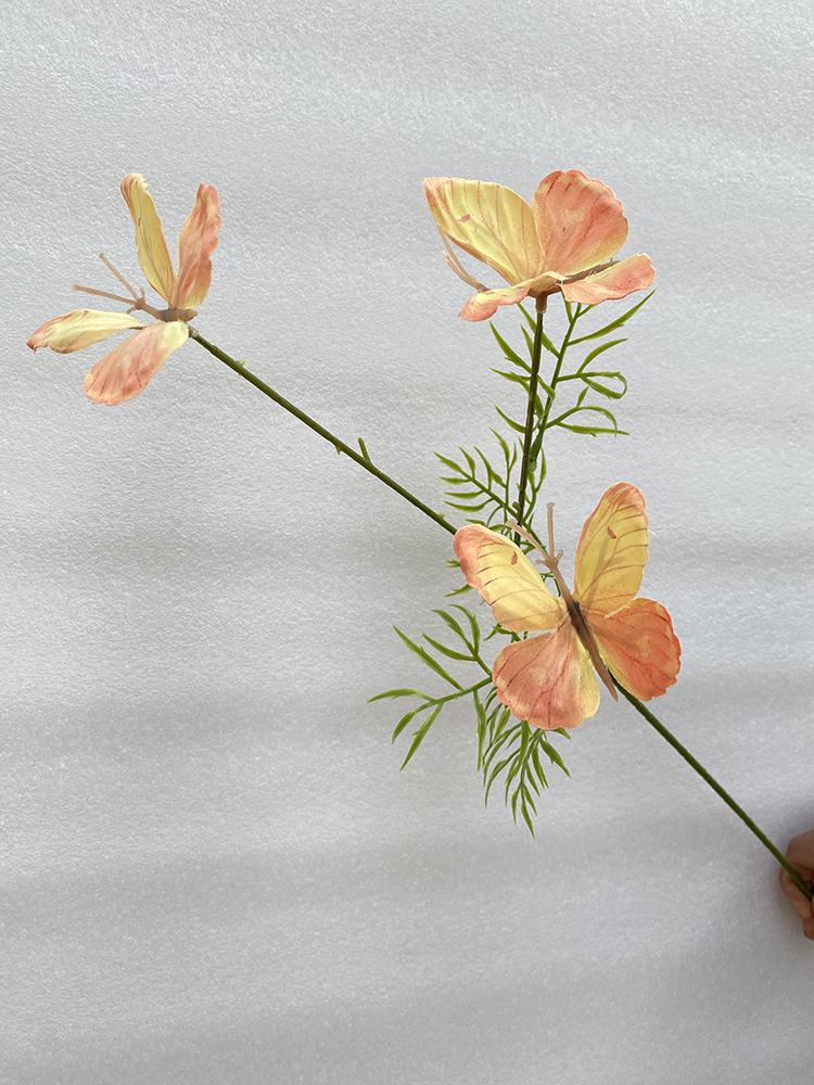 Three-Head Butterfly Artificial Flowers for Wedding Decorations and DIY Floral Arrangements