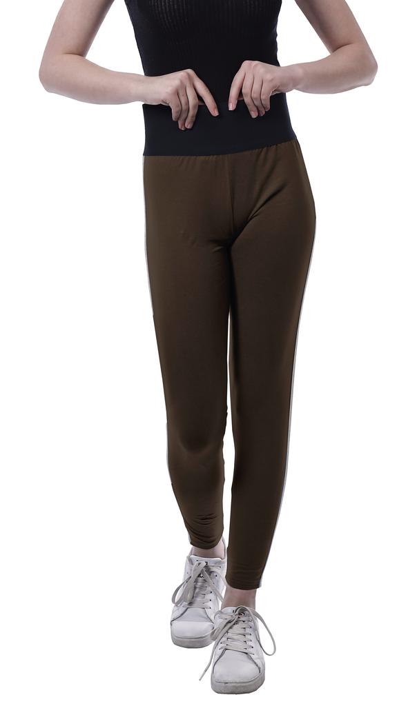 Moomaya High Waist Leggings For Women Side Strips Soft Workout Yoga Pants