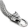 Viking Wolf Head Bracelet for Men Stainless Steel Chain Link Retro Handmade Jewelry Gift
