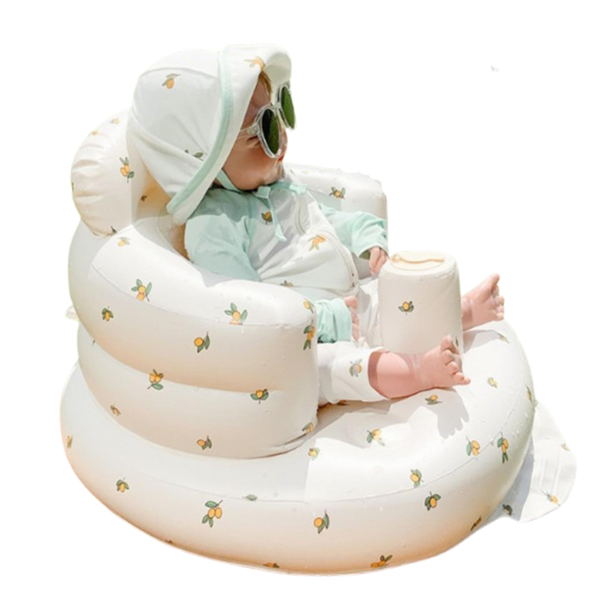 

NASSIA Children s Bath Chair, Inflatable Sofa with Back Support, Bathing Aid, Sitting Training, Non-Slip, and Water-Draining (Flower Design)