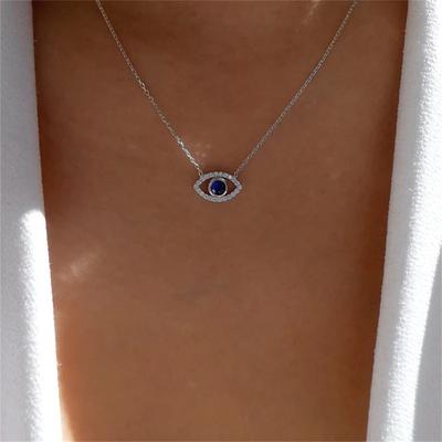Fashion Evil Eye Necklace For Women Minimalist Classic Turkish Blue Eyes Pendant Choker Fatima Hand Clavicle Chain Lucky Jewelry