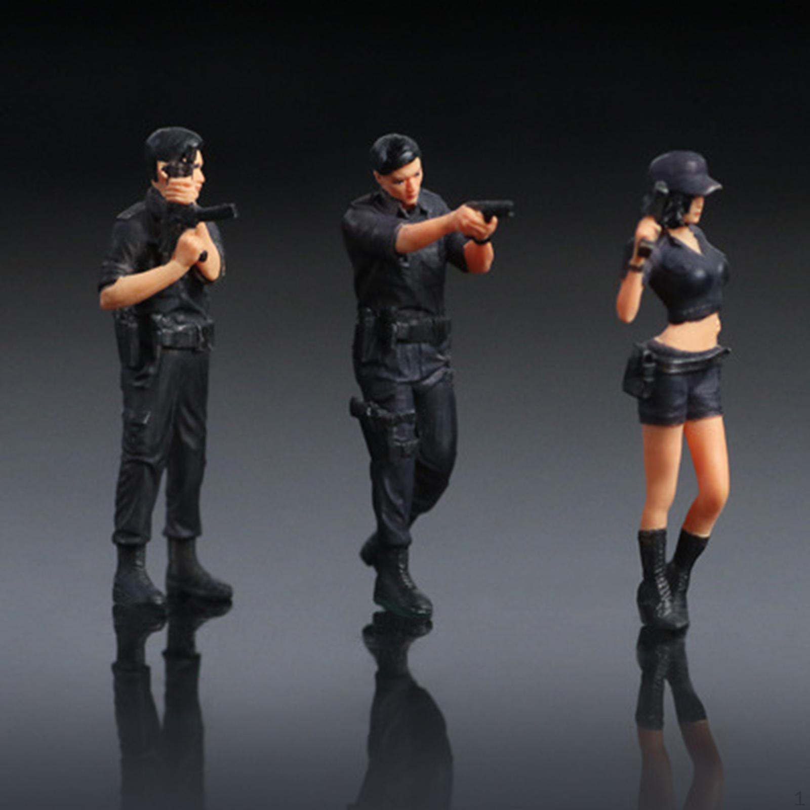 3Pcs 1/64 Scale Special Agent Miniature Figures Mini People Figurines Collectibles Small Diorama for