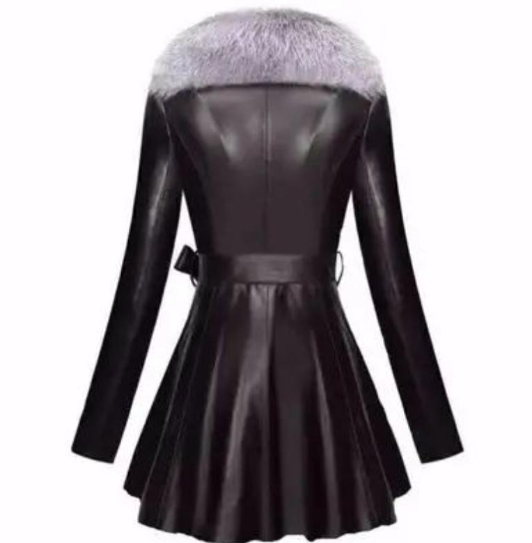 Faux Fur Coat Women Winter Female Sheepskin Coats Pure Color Faux Fox Fur Collars Snap Fastener Furs