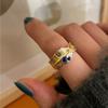 Silver Modern S925 Dual Layer Geometric Ring With Adjustable Size And Colorful Agate Stones For Stylish Accessories Womens