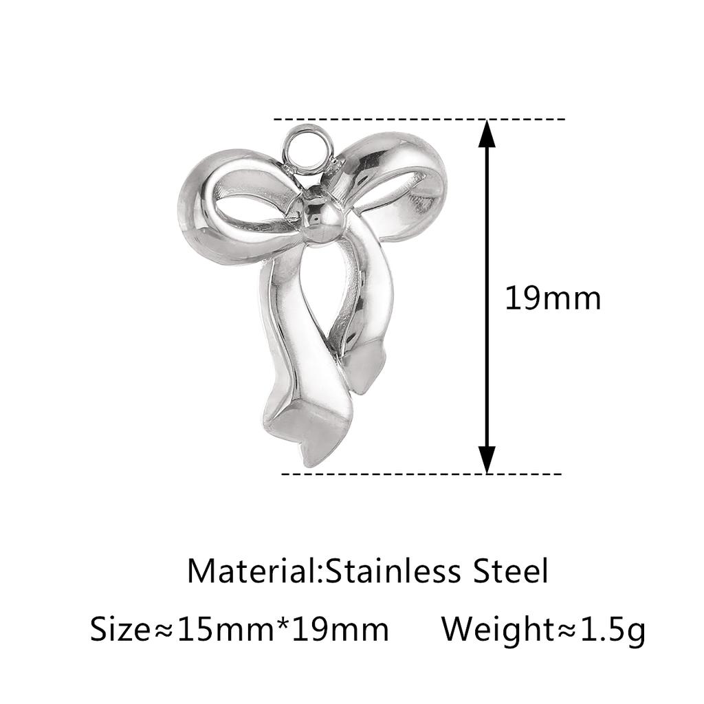3Pcs Bowknot/Angel/Four Leaf Clover/Flower Charm Stainless Steel Pendant DIY Handmade Craft Necklace Bracelet Jewelry Making