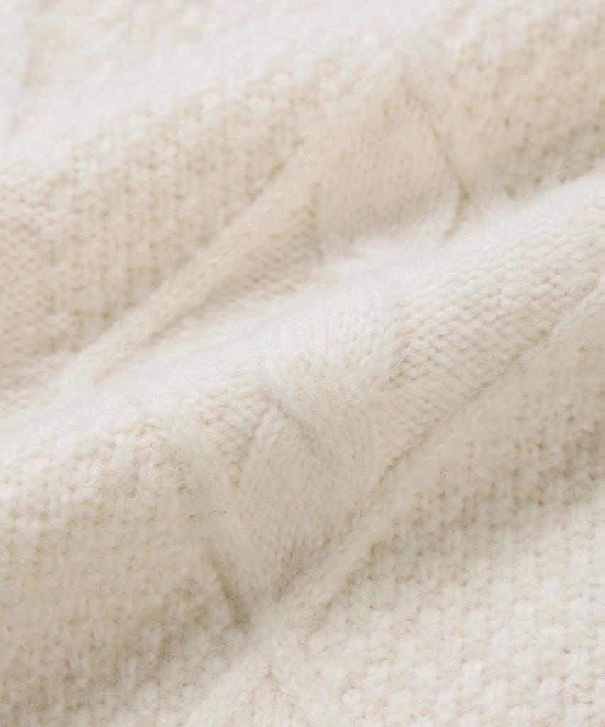 Michikoleondeonkosino Fisherman Cable Wool Knit Cream