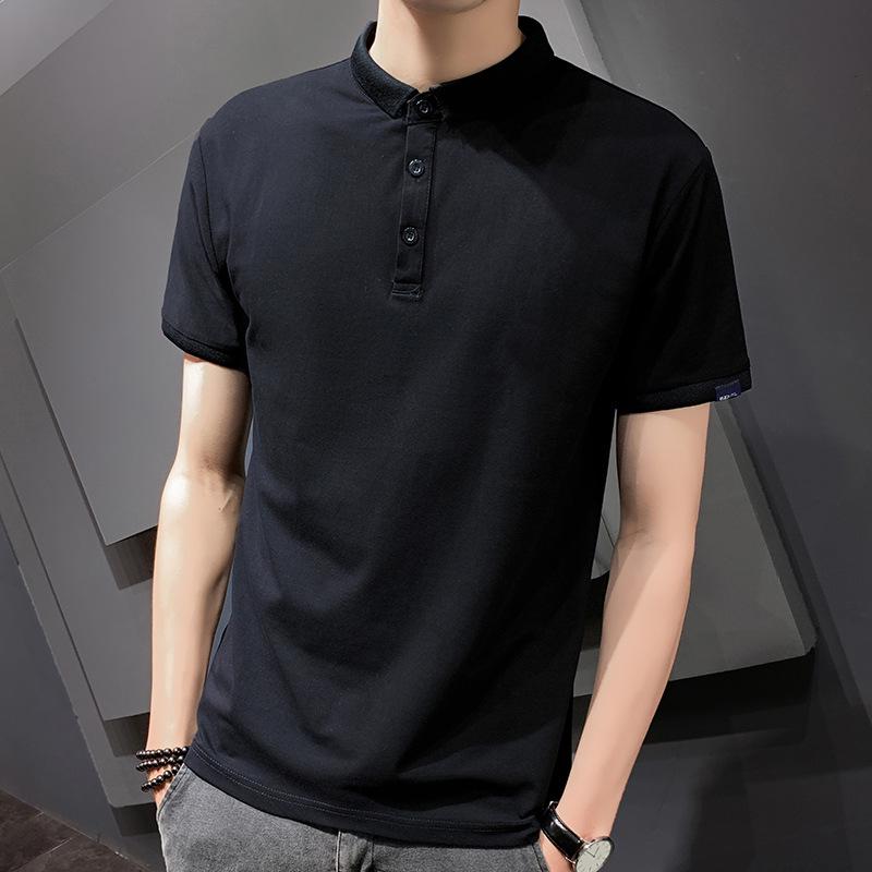 Solid Color Short Sleeve Polo Shirt Men Summer Collar T- Shirt Plain Work