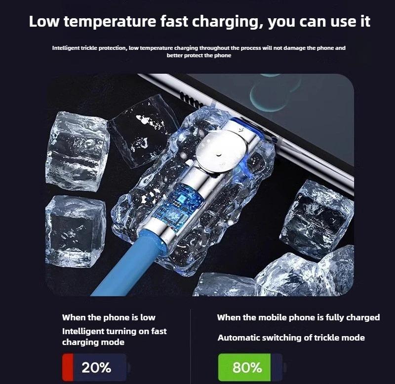 120W 6A USB Type C 180 Degree Phone Fast Charging USB C Cable Data Cord for Samsung 12 13 HUAWEI 1m 1.5m 2m