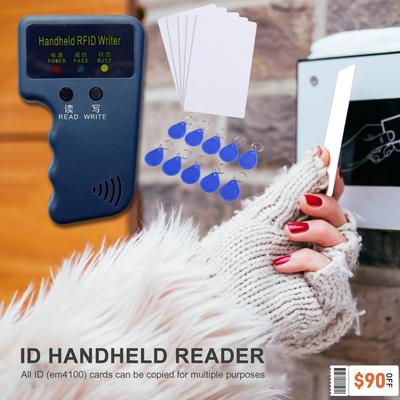 Wiederholbarer Handheld 125KHz EM4100 5200 RFID ID-Karten Schreiber Kopierer Duplikator Programmierer + 5 Stück T5577 Wiederbeschreibbare Schlüsselanhänger Tags