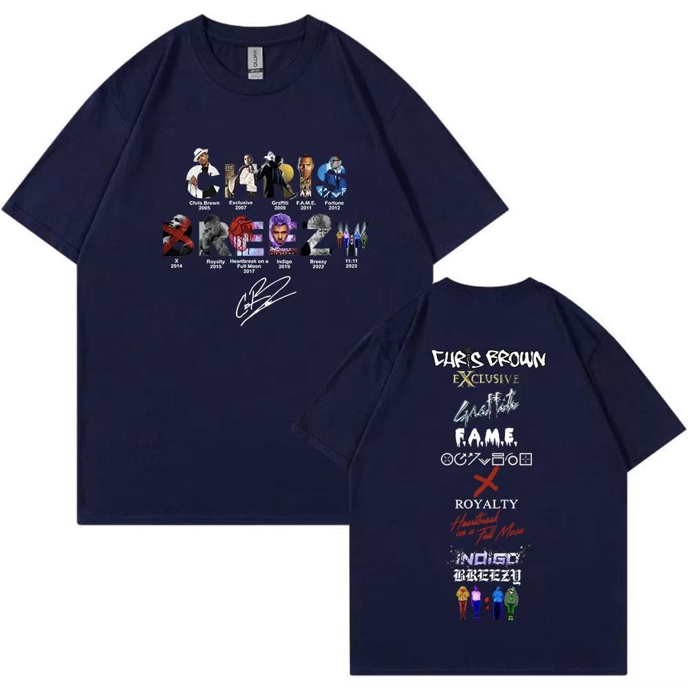 Rapper Chris Brown Breezy Tshirt 1111 Tour 2026 TShirt Men Women Harajuku ONeck Short Sleeve Top Fans Gift Streetwear